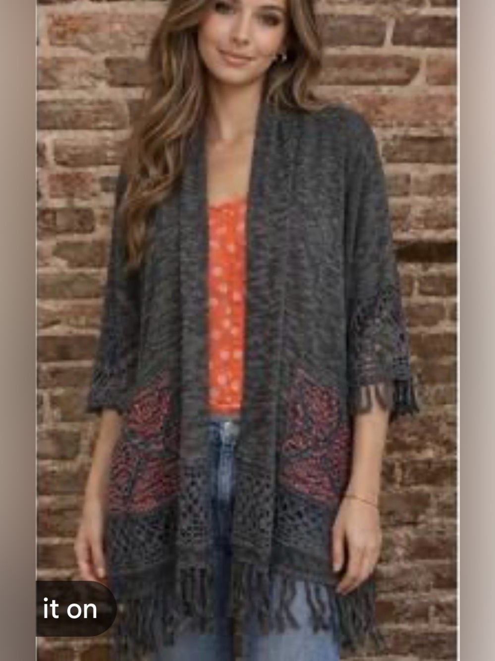 Anthropologie Heathered Open-Front Sweater Cape with Fringe